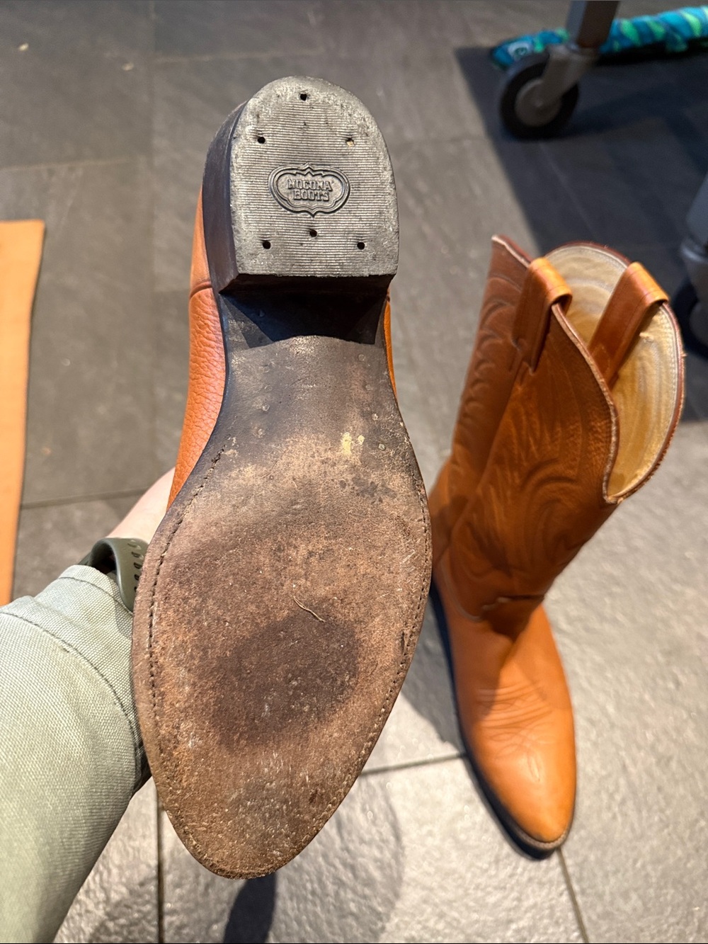 Vintage Nocona Cognac Western Leather Cowboy Boots - Picture 5 of 12